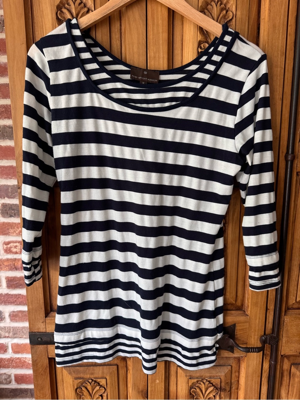 Fenn Wright Manson Navy and White Striped Scoop Neck Top